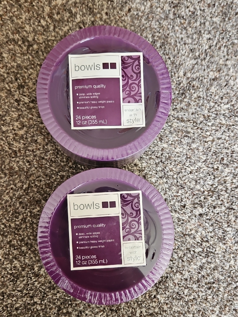 Premium Disposable Washable 12 Oz Party Bowls - Two Pack Bundle (48 Bowls Total)